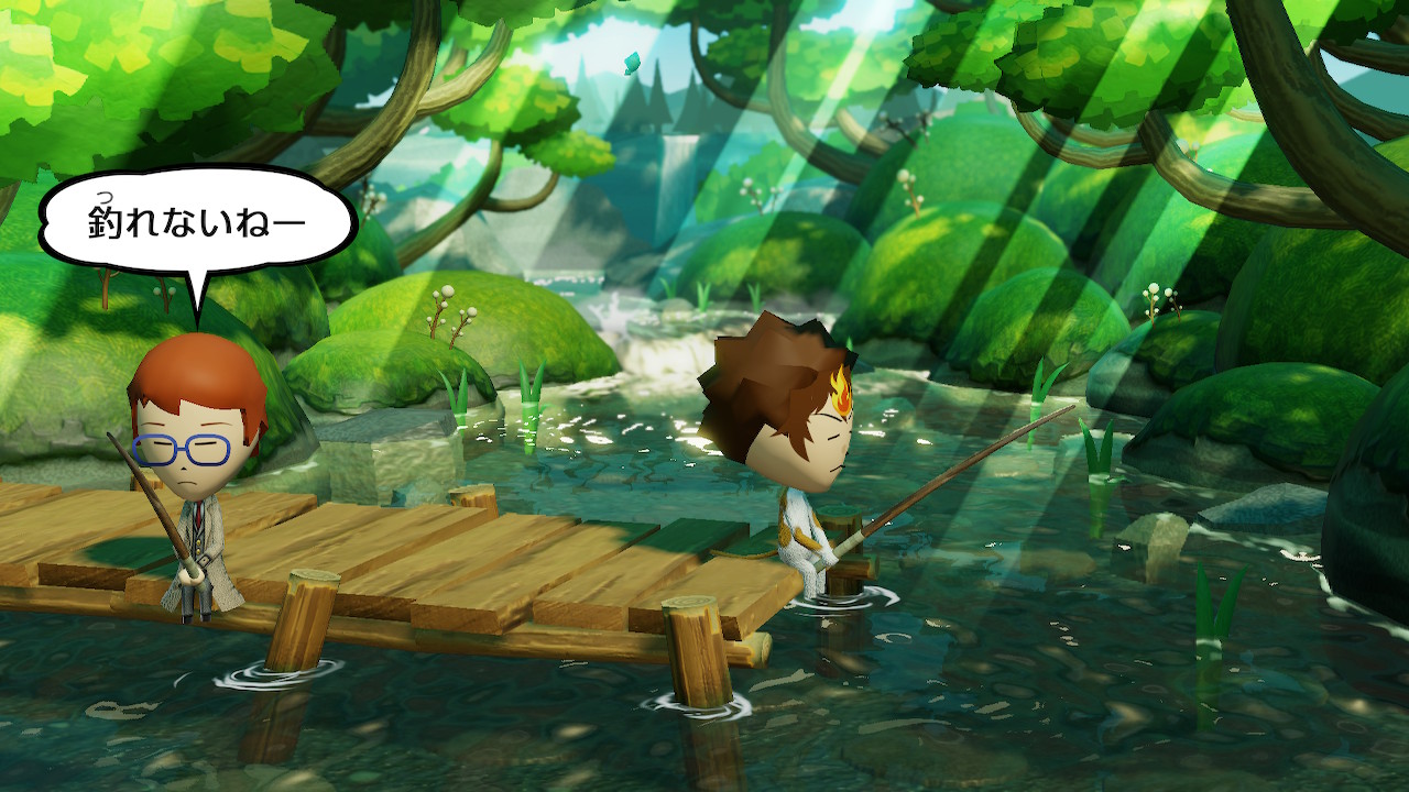 釣りをするツナと正一